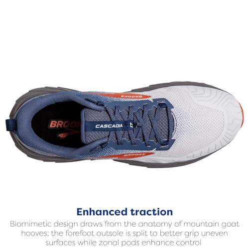 Brooks Men’s Cascadia 17 Trail Running Shoe - Blue/Navy/Firecracker - 10.5 Wide