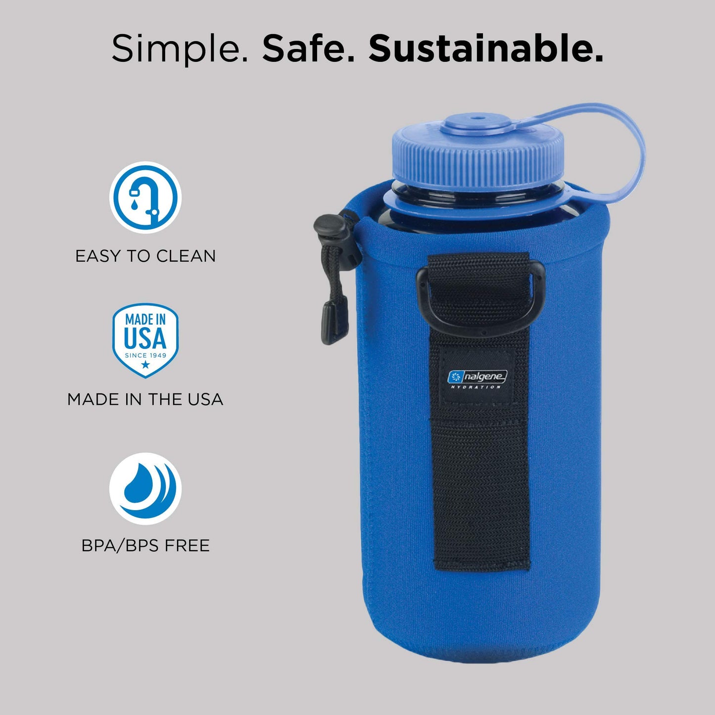 Nalgene Bottle Sleeve - Neoprene Water Bottle Sleeve - Prevents Condensation, Insulates Beverages Bottle Holder Sleeve - Designed for 32 oz Bottle - Grey