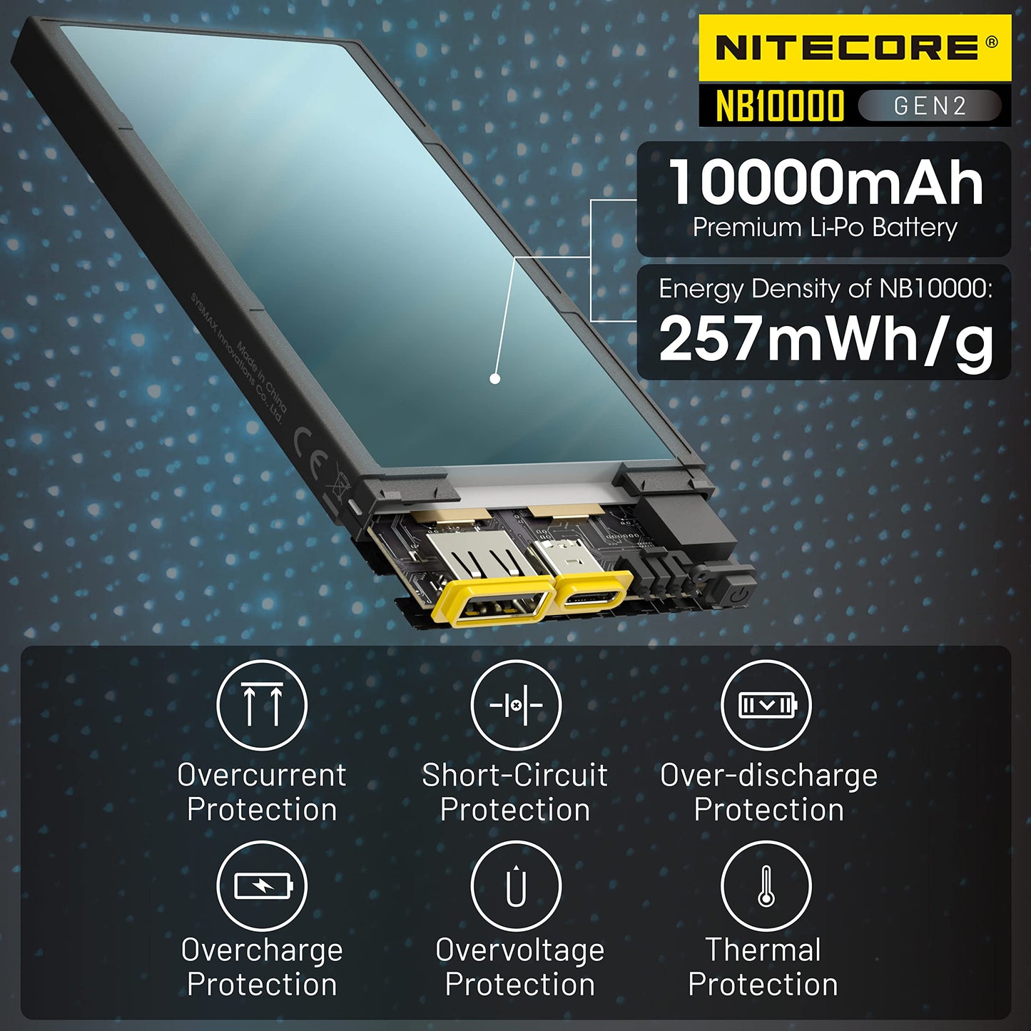 Nitecore NB10000 GEN2 Portable Charger 10000mAh Fast Charging Power Bank Battery Pack Dual-Output for Cell Phone Tag