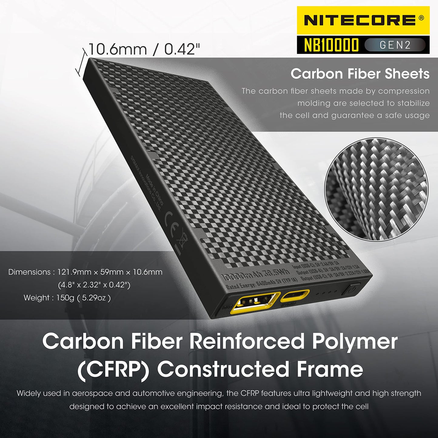 Nitecore NB10000 GEN2 Portable Charger 10000mAh Fast Charging Power Bank Battery Pack Dual-Output for Cell Phone Tag